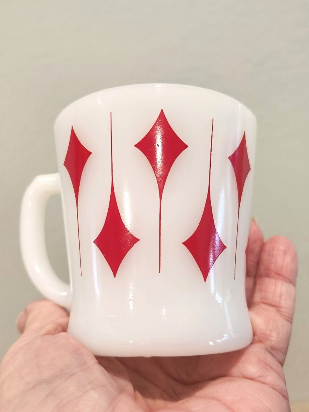 Rare Fire King Cherry Red Kites Trailing Diamonds Mug Near Mint